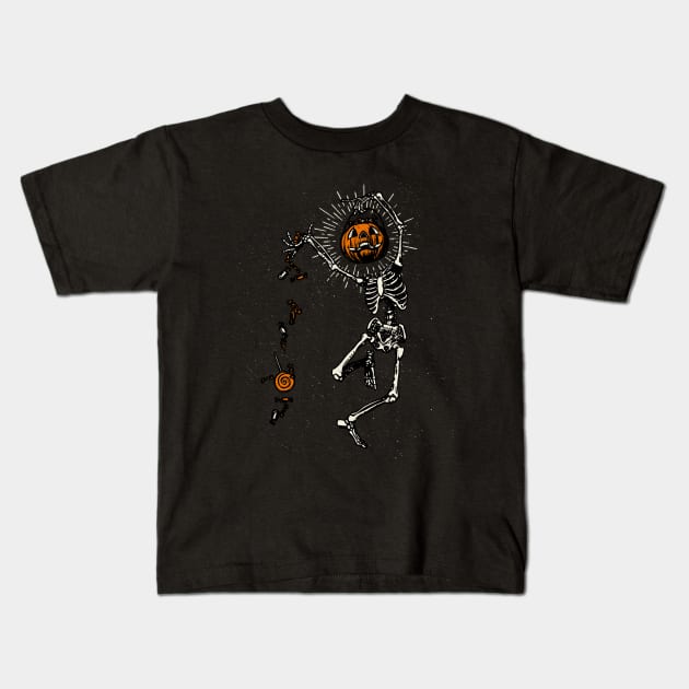 Retro Vintage Dance Macabre Skeleton Kids T-Shirt by StudioPM71